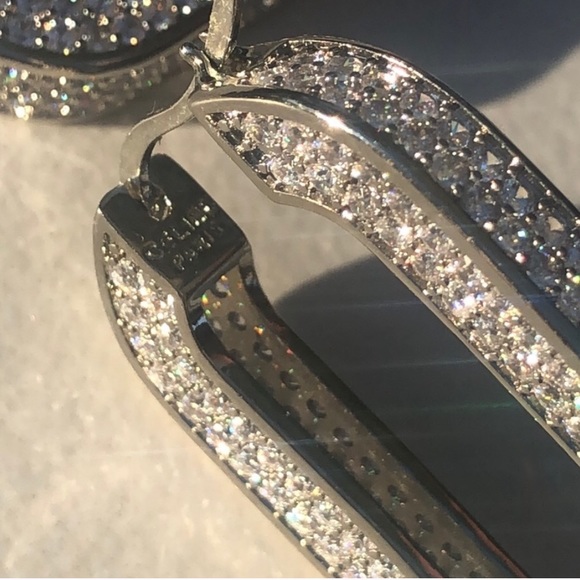 Celine Edwige Crystal Silver Hoop Earrings - Picture 7 of 7